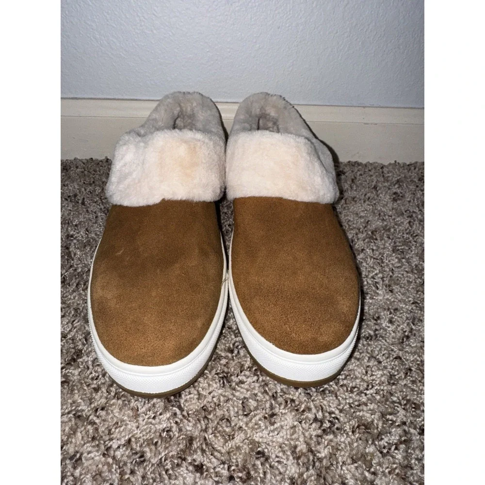Blondo Suri Waterproof‎ Camel Suede Faux Fur Trim Slip-On Sneaker Size 10 NWOT